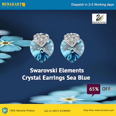 Swarovski Elements Crystal Earrings Sea Blue