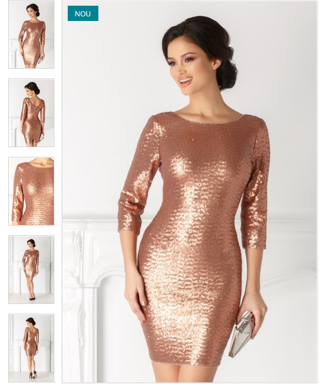 Rochie gold rose eleganta de ocazie din paiete stralucitoare Rochie gold rose eleganta de ocazie din paiete stralucitoare