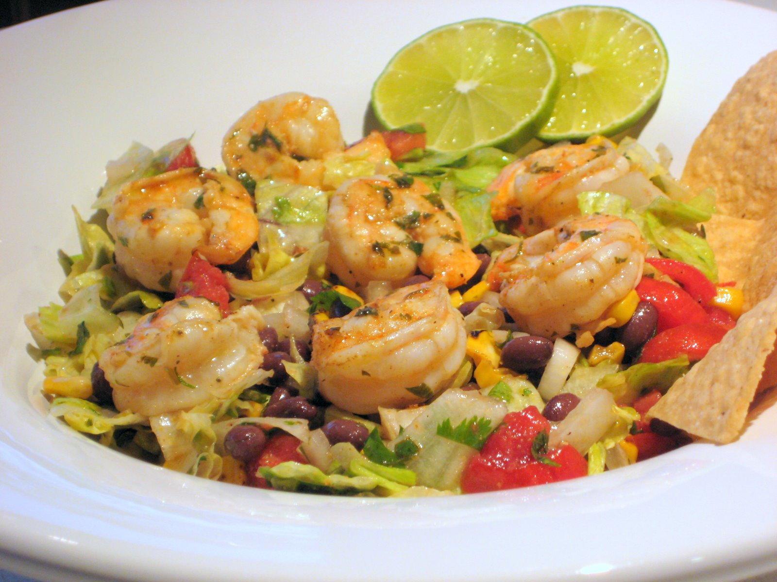 Lexi's Kitchen GRILLED SHRIMP, CORN, AND BLACK BEAN TOSTADA SALAD