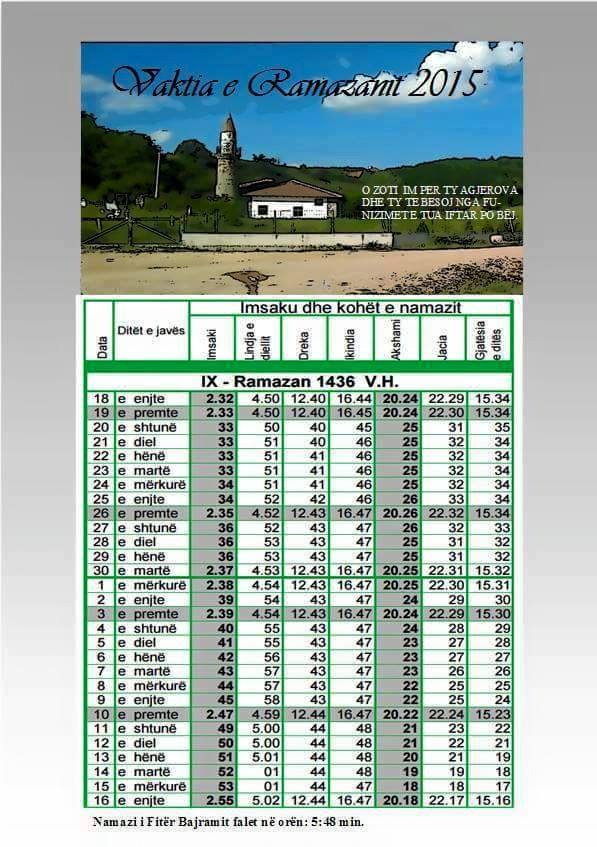 Vaktia e Ramazanit 2015