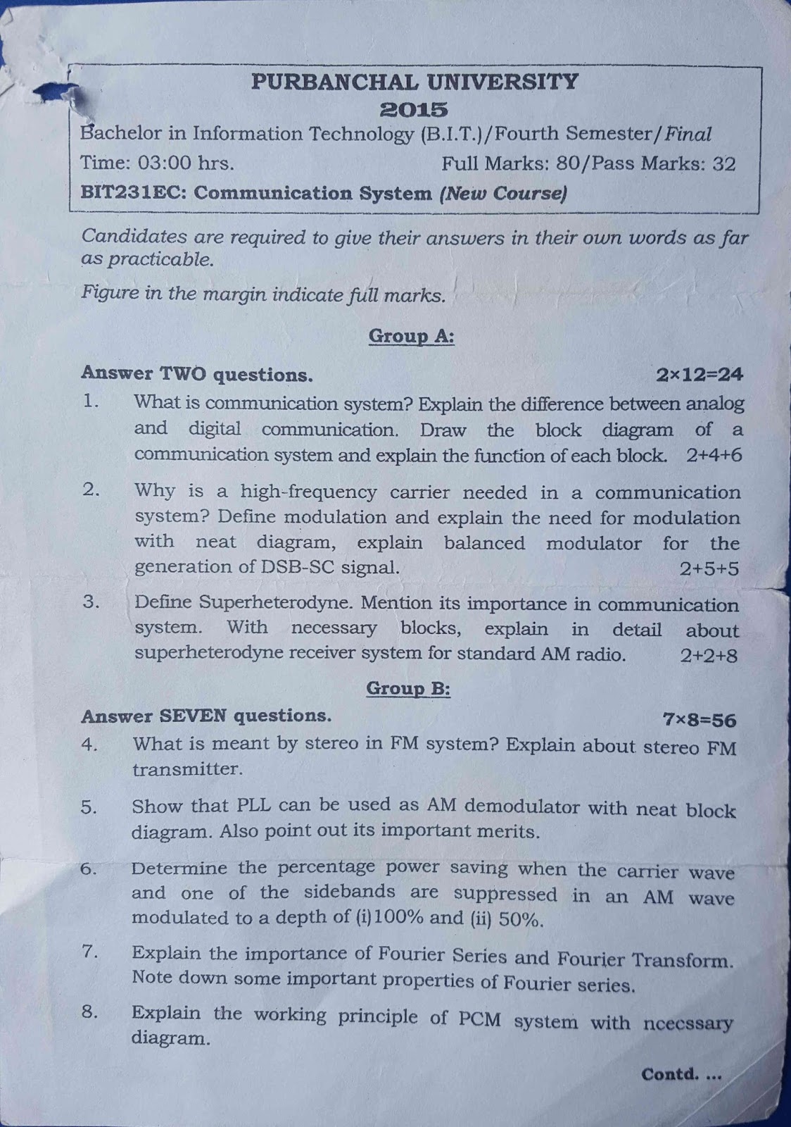 4th Semester Old Questions