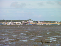 ferry boat hayling island from eastney at low tide