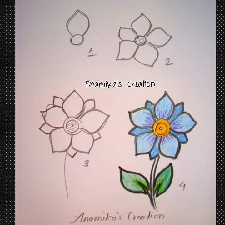 رسم باقة ورد رسم نيل