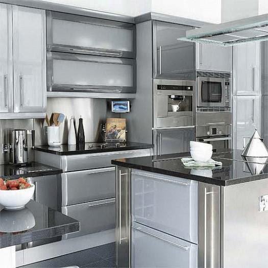 مطابخ باللون الفضي ديكور المنزل