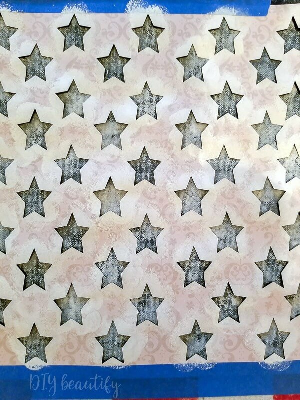 stencil stars with white paint