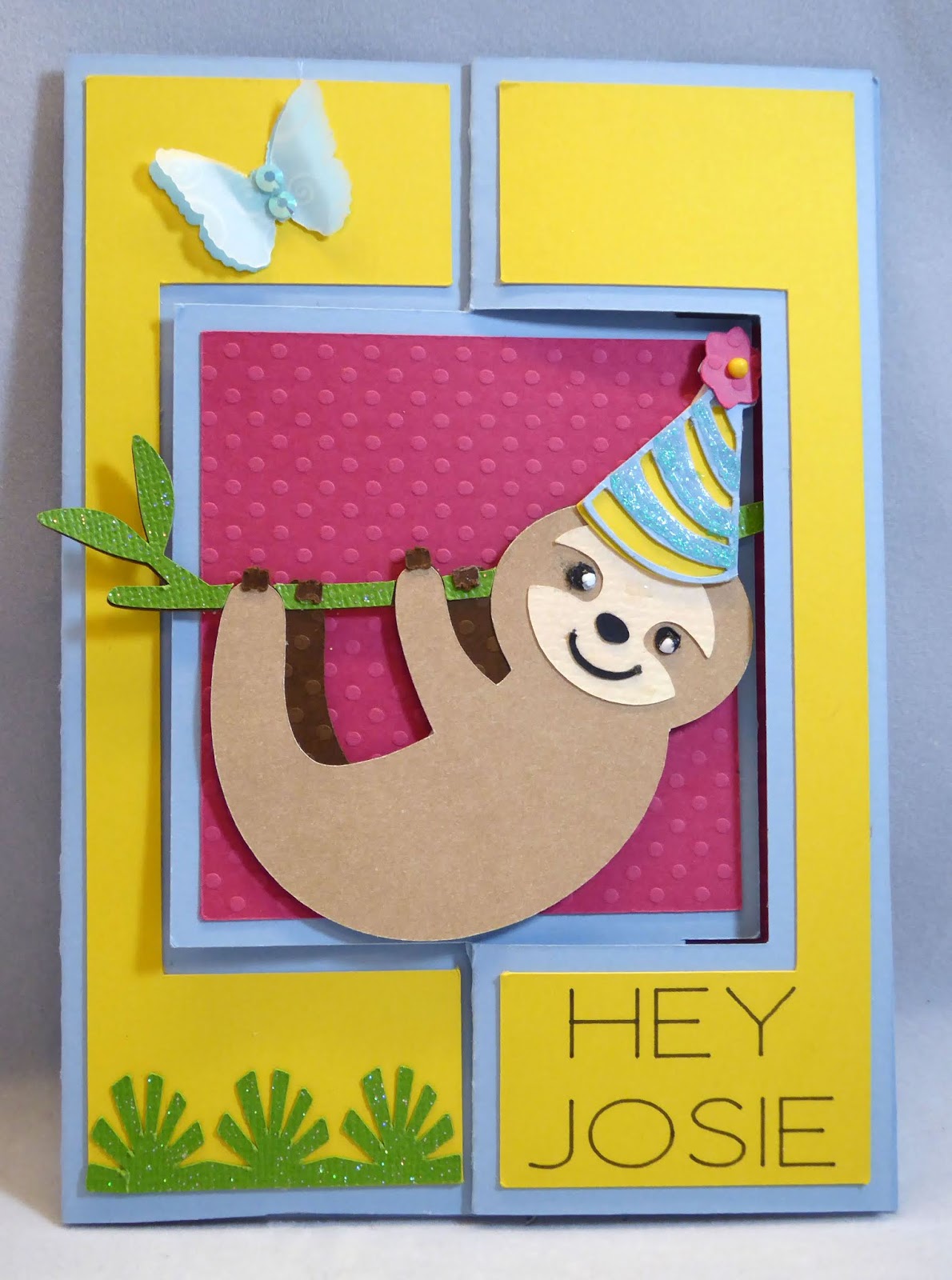 Pink Panoply: Sloth Birthday Card for Josie - Lori Whilock Flip Flap Card