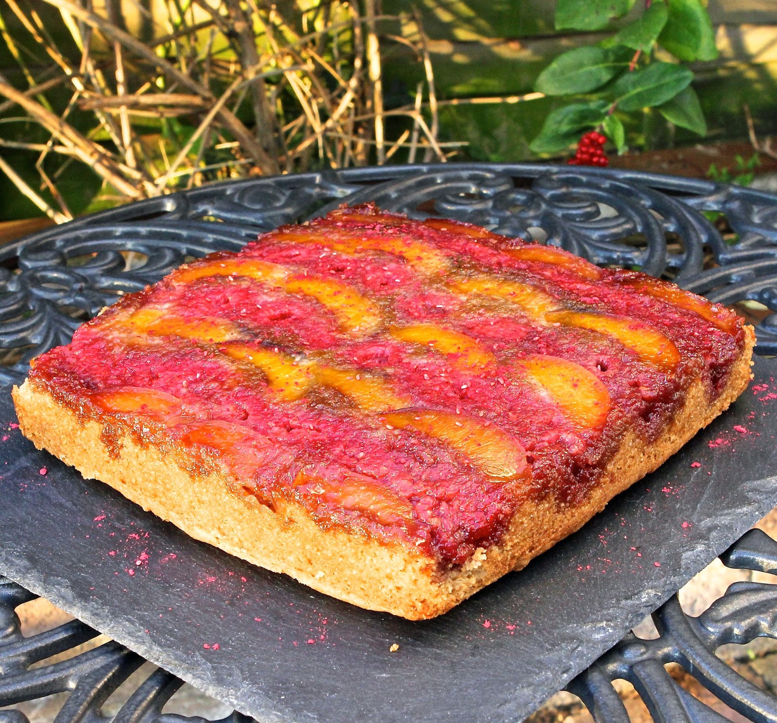 Gluten Free Alchemist Nectarine Melba UpsideDown Cake gluten