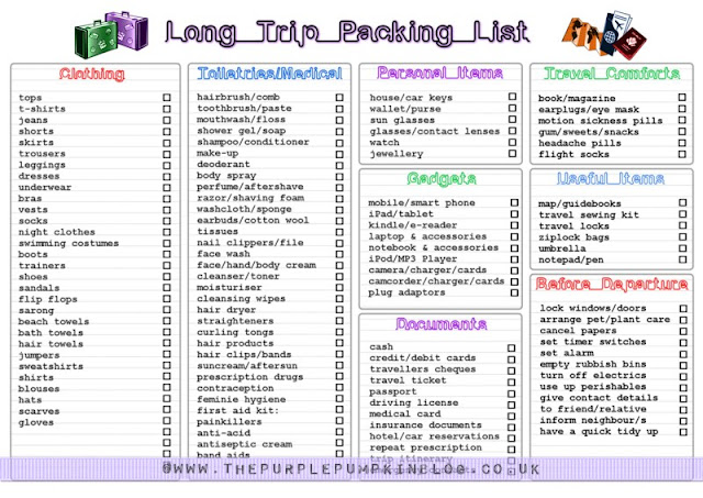 Holiday/Vacation Packing Lists [Free #Printables] | The Purple Pumpkin Blog