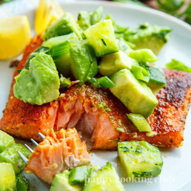 Blackened Salmon with Avocado Salsa Blackened Salmon with Avocado Salsa