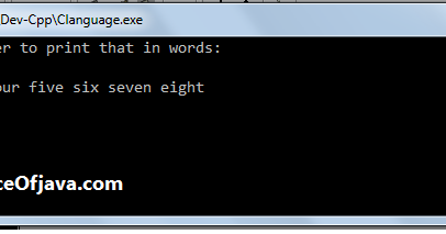 C program to print given number in words - InstanceOfJava
