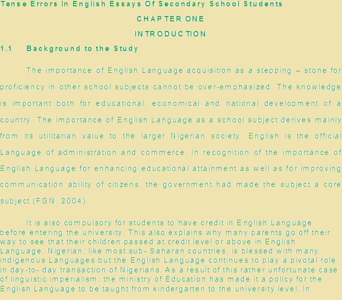 Narrative Essay Examples For High School Examples Of A Thesis Statement For An Essay also Essay Of Newspaper Tense Errors In English Essays Of Secondary School Students English Narrative Essay Topics