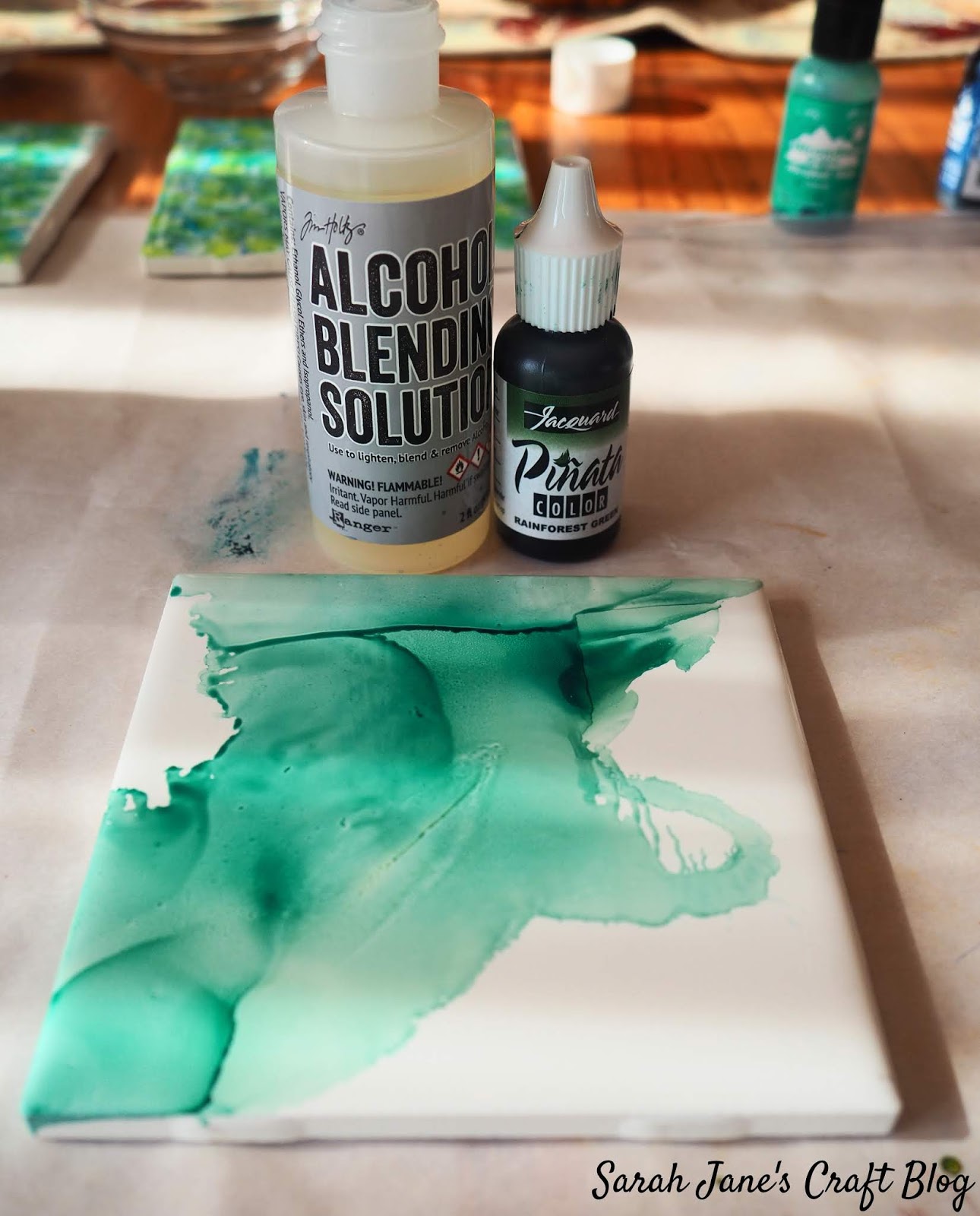 Textured Alcohol Ink Tiles and Alcohol Ink Thinner Tests