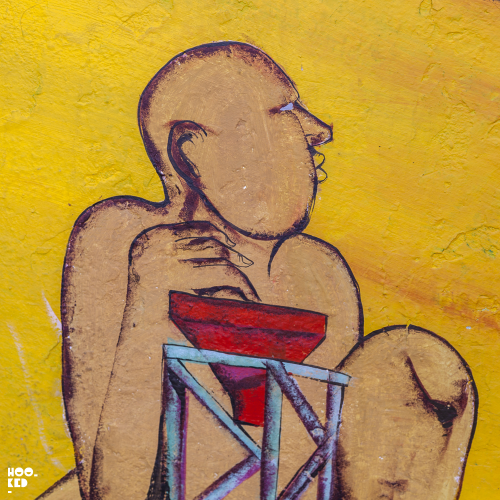 Street Art Mural in Clapton, London. Painted by Italian Street Artist RUN, detail photo.