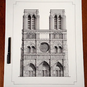 06-Notre-Dame-Gothic-Building-M-Gruneberg-Architecture-Ink-and-Pencil-Drawings-www-designstack-co