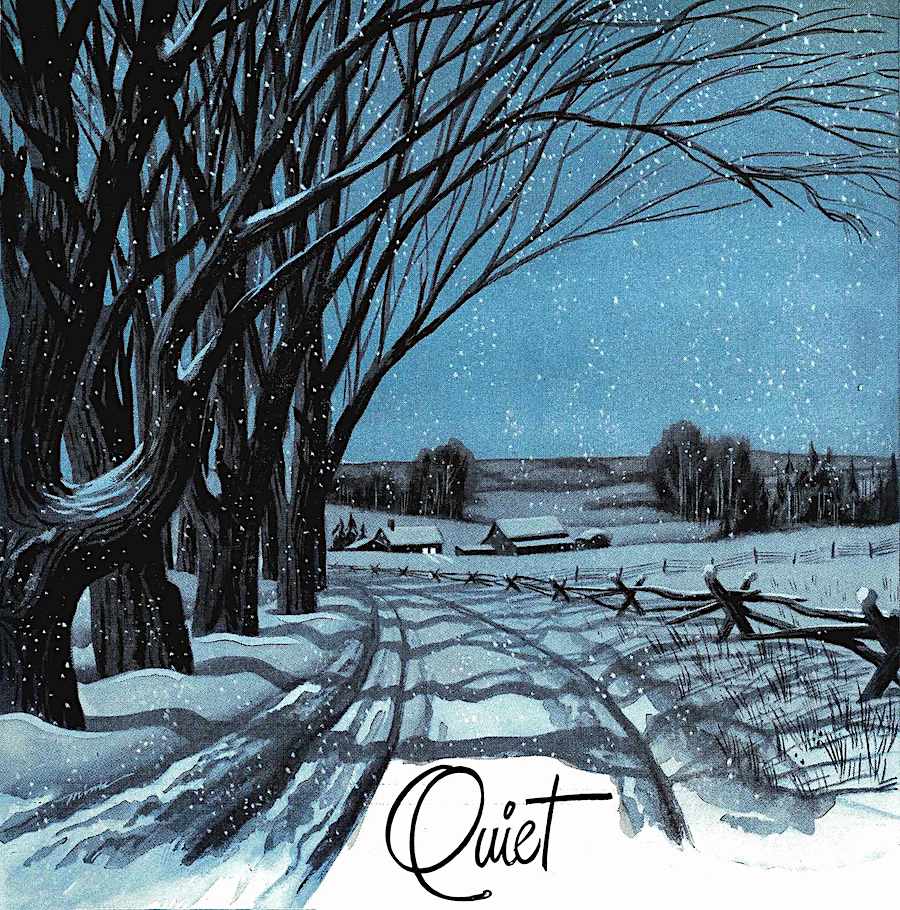 1945 quiet a 1945 illustration of Quiet, a winter scene at night