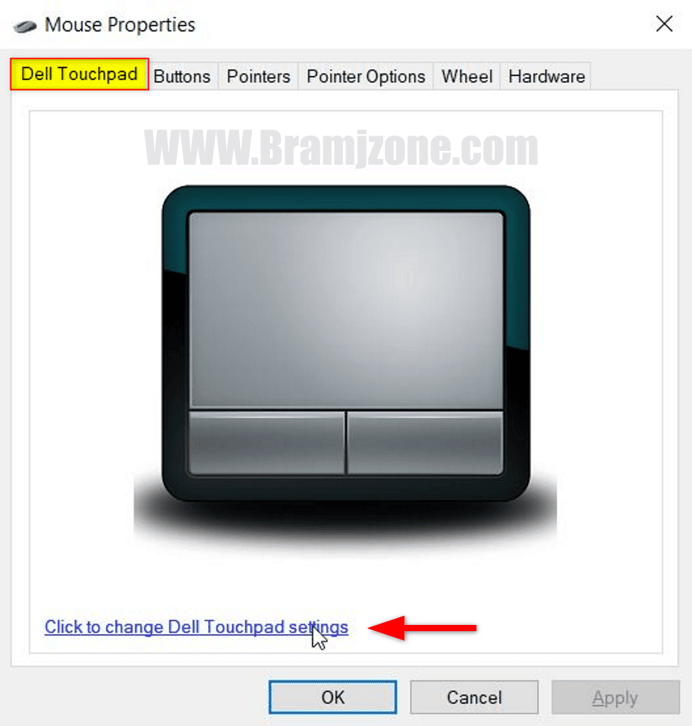 تعديل إعدادات التاتش باد