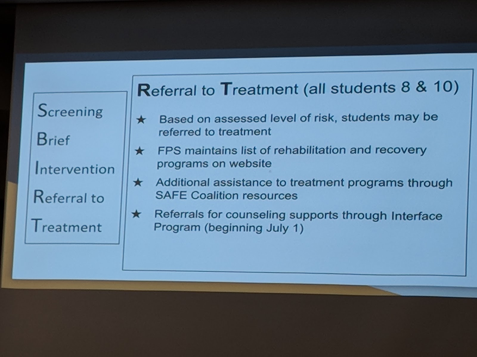 Franklin Matters: Live Reporting: Screening Brief Intervention Referral to Treatment (SBIRT)