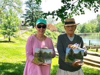 Mary Ellen and Dr. Frank try out plein air painting in Southbury, CT