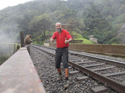 On the "Dudhsagar Railway Bridge" with the infamous macaque monkey's.