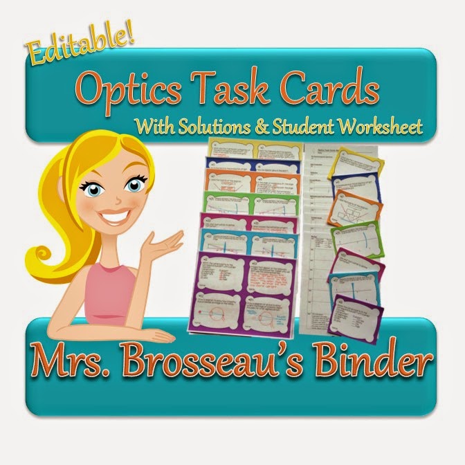 http://www.teacherspayteachers.com/Product/Optics-Tasks-Cards-EDITABLE-1373091