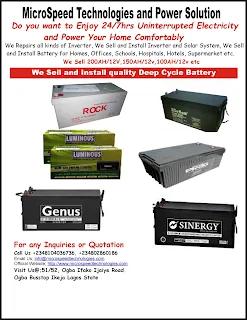 We sell and install quality Deep Cycle Batteries in Lagos Nigeria