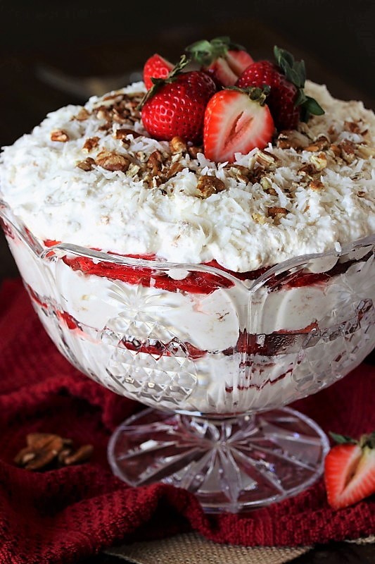 Southern Strawberry-Coconut Punch Bowl Cake | The Kitchen is My Playground