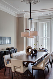 Perfect Dining Sets with Benches for A Contemporary Dining Room Unusual Ornament on the Wooden Dining Sets With Benches inside Dining Spade with Drum Pendants Chandelier