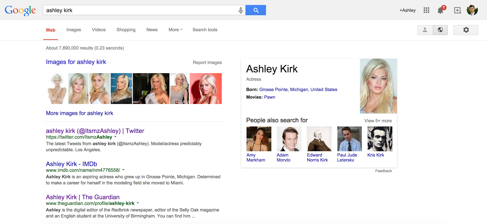 Google Ashley Kirk model