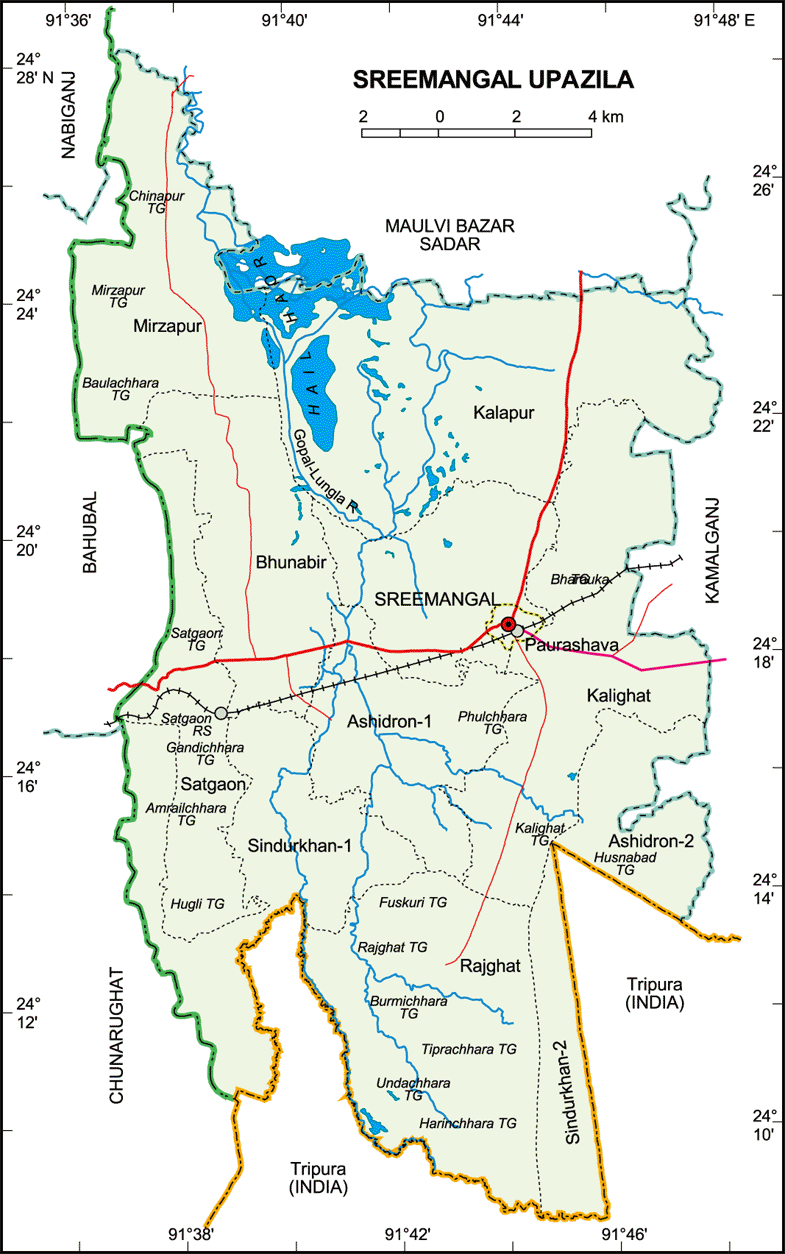 Sreemangal Upazila Map Moulvibazar District Bangladesh