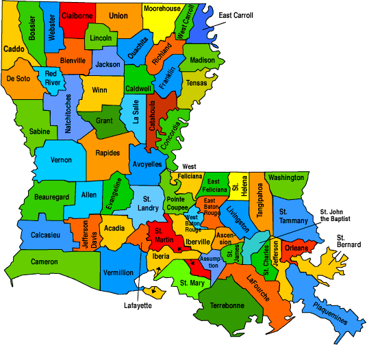 Online Maps: Louisiana Parishes Map