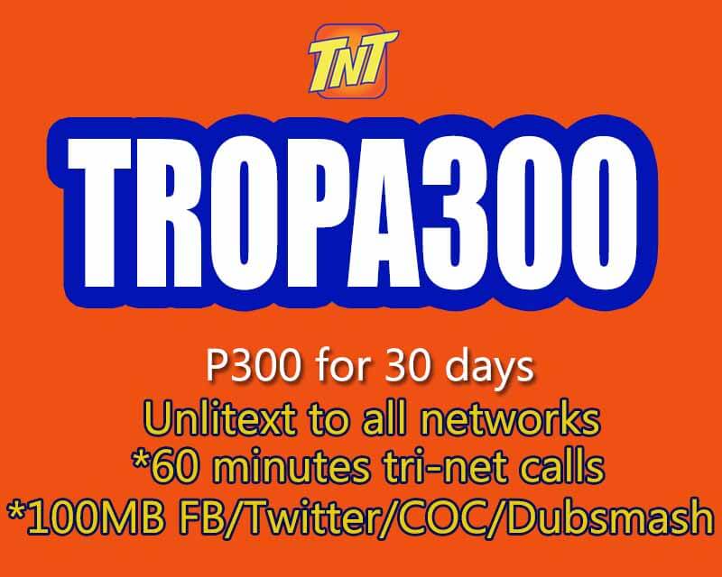 TNT TROPA300 - 30 Days 100MB FB per day + Unli All net ...