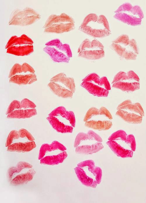 Different lipstick kisses