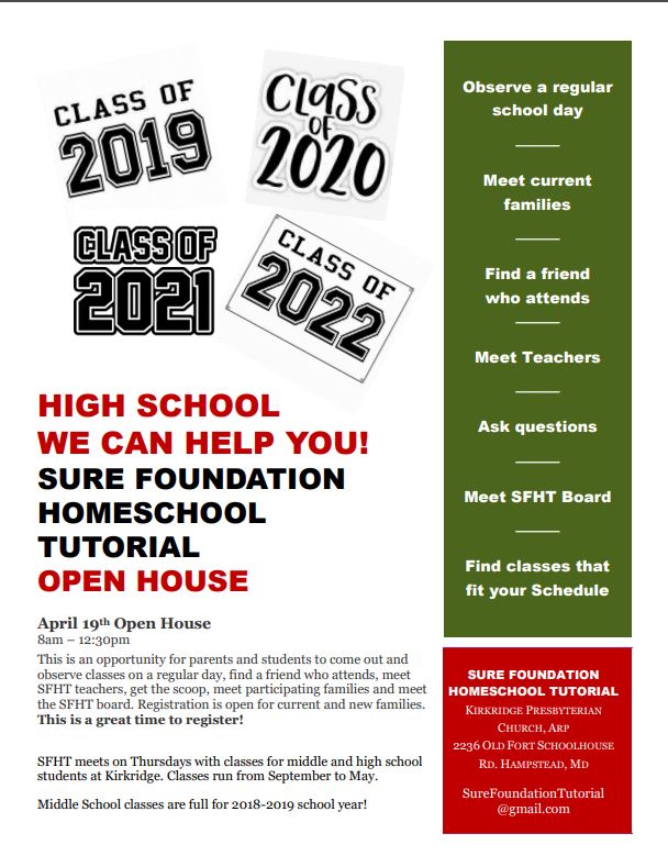High School Open House April 19th, 2018