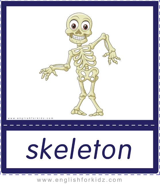 Skeleton - Printable Halloween flashcards