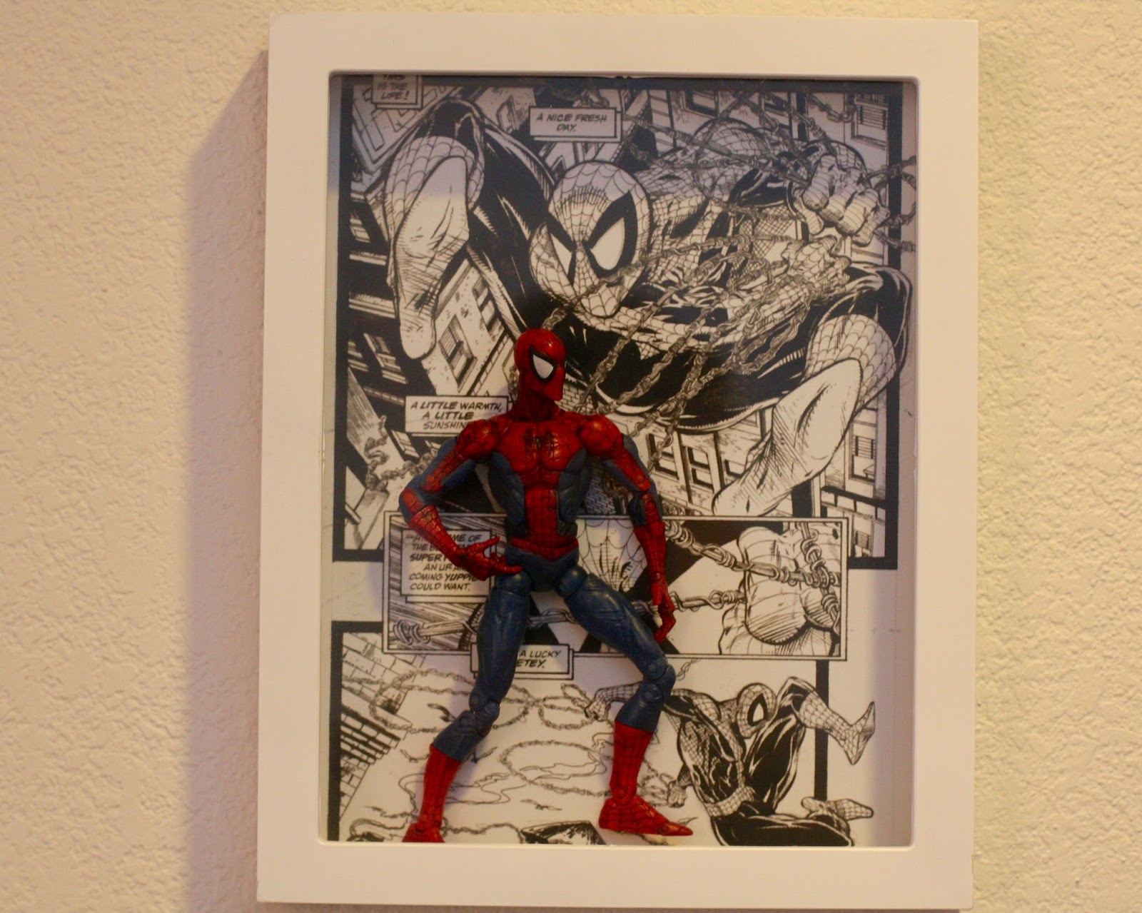 GEEK DIY BAM! SPIDERMAN ACTION FIGURE SHADOW BOX DISPLAY WALL ART DIY