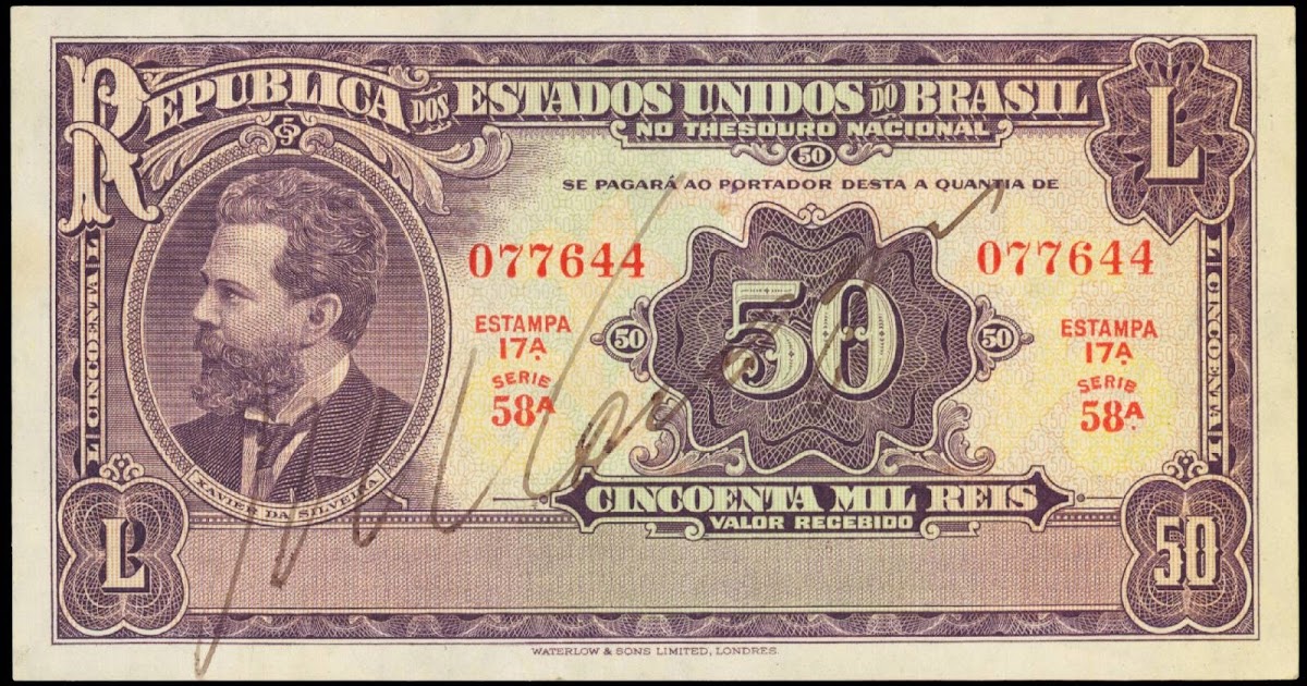 Brazil 50 Mil Reis banknote 1936|World Banknotes & Coins Pictures | Old