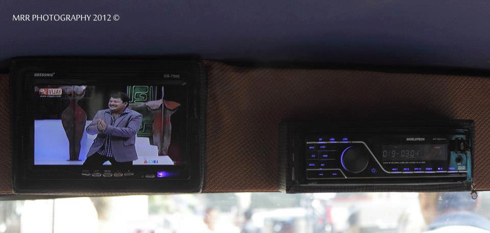 Live Television Channels and F.M System in Anna Durai's Auto , Photo Courtesy : MRR Photography