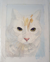 tabby cat watercolor pet portrait oil demonstration paintings begin colors