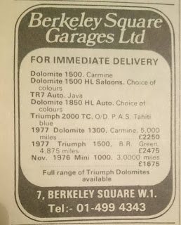 Berkeley Square advert October 1977