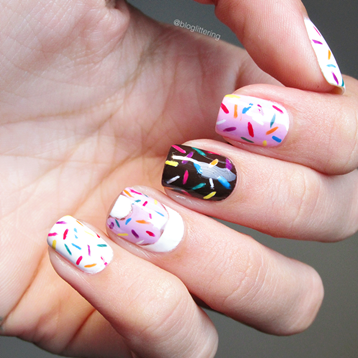 Top 10 Manicures de 2016 - Nail art de donuts para o Desafio Travelling Nails