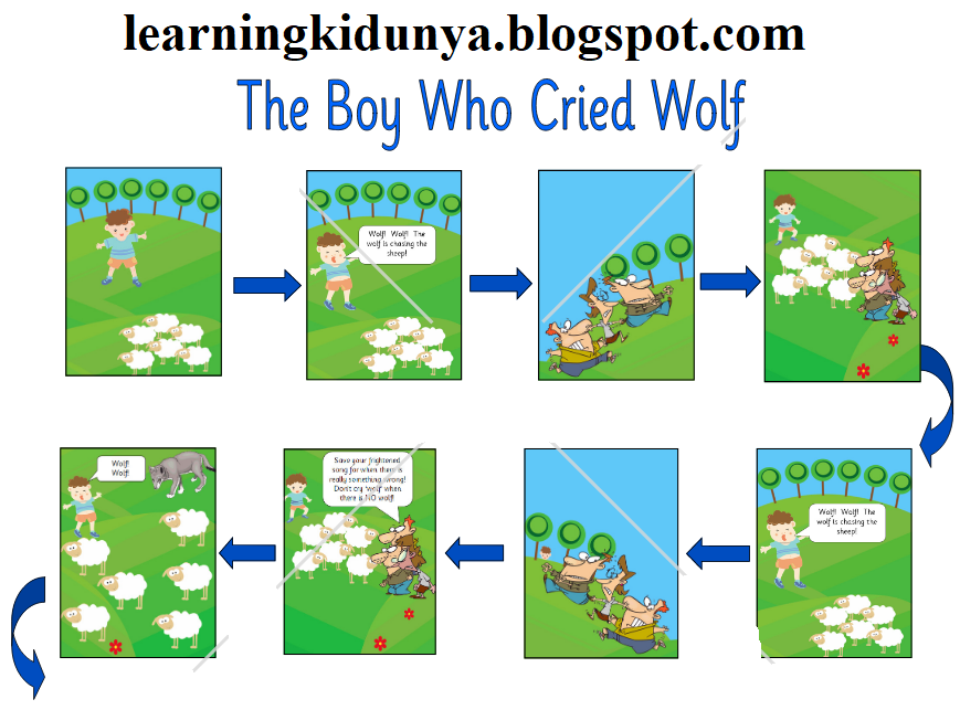 the boy who cried wolf picture sequence learning ki dunya 