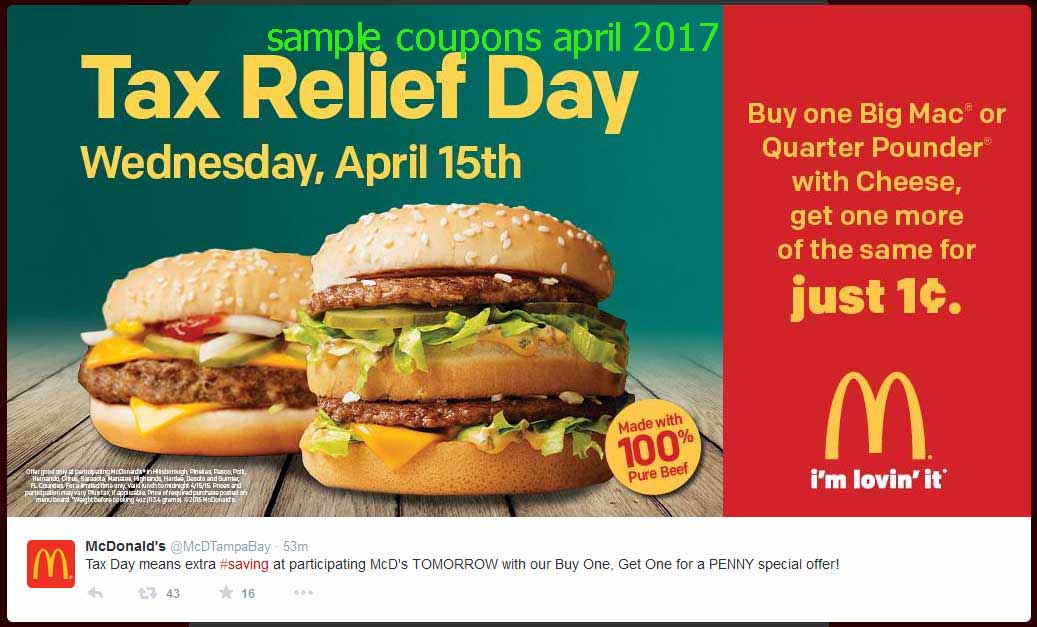 Mcdonalds mailer coupons april