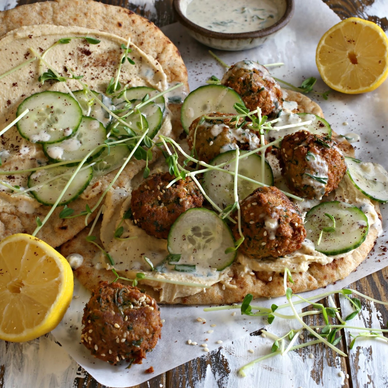 Vegetarian falafel balls made with chickpeas and cauliflower.