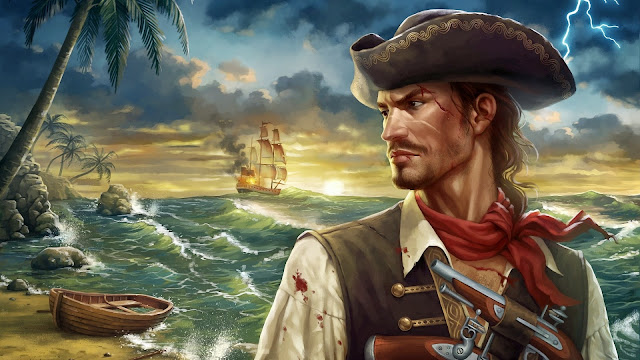 Pintura de un Barco y un Pirata