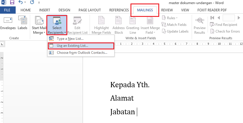 Cara Membuat Surat Masal dengan Mail Merge ~ adeEduBlog