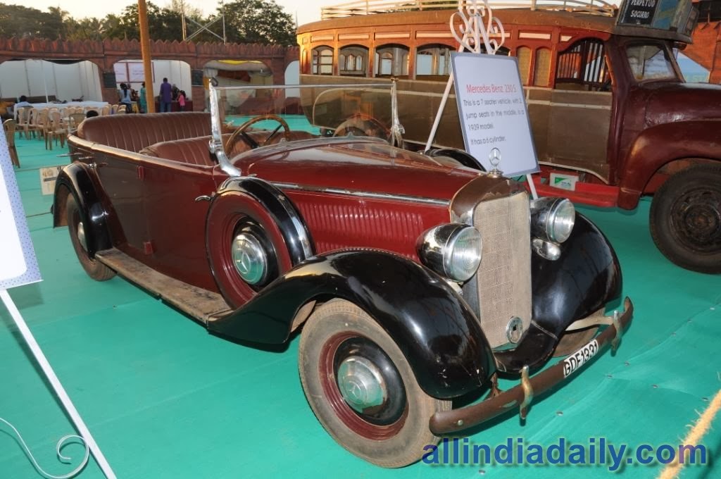 Mercedes Benz 230 S, a seven seater vehicle with two jump seats in the middle, is a 1939 model. It has a six cylinder engine