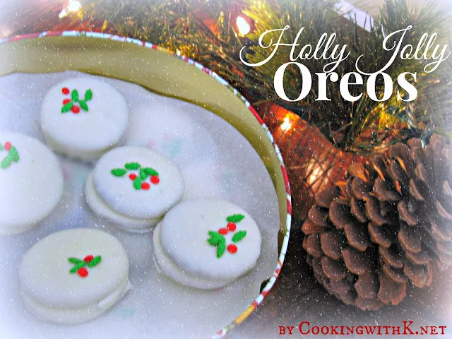 Holly Jolly Oreos are very popular around our house at Christmas.  These classic cream filled cookies are dipped and coated in rich chocolate.