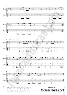 2 Tablatura y Partitura de Bajo Eléctrico (4 cuerdas) Popurrí Mix 14 Chiquitito, El Cant dels Ocells, Al corro de la patata Tablature Sheet Music for Electric Bass Music Score Tabs
