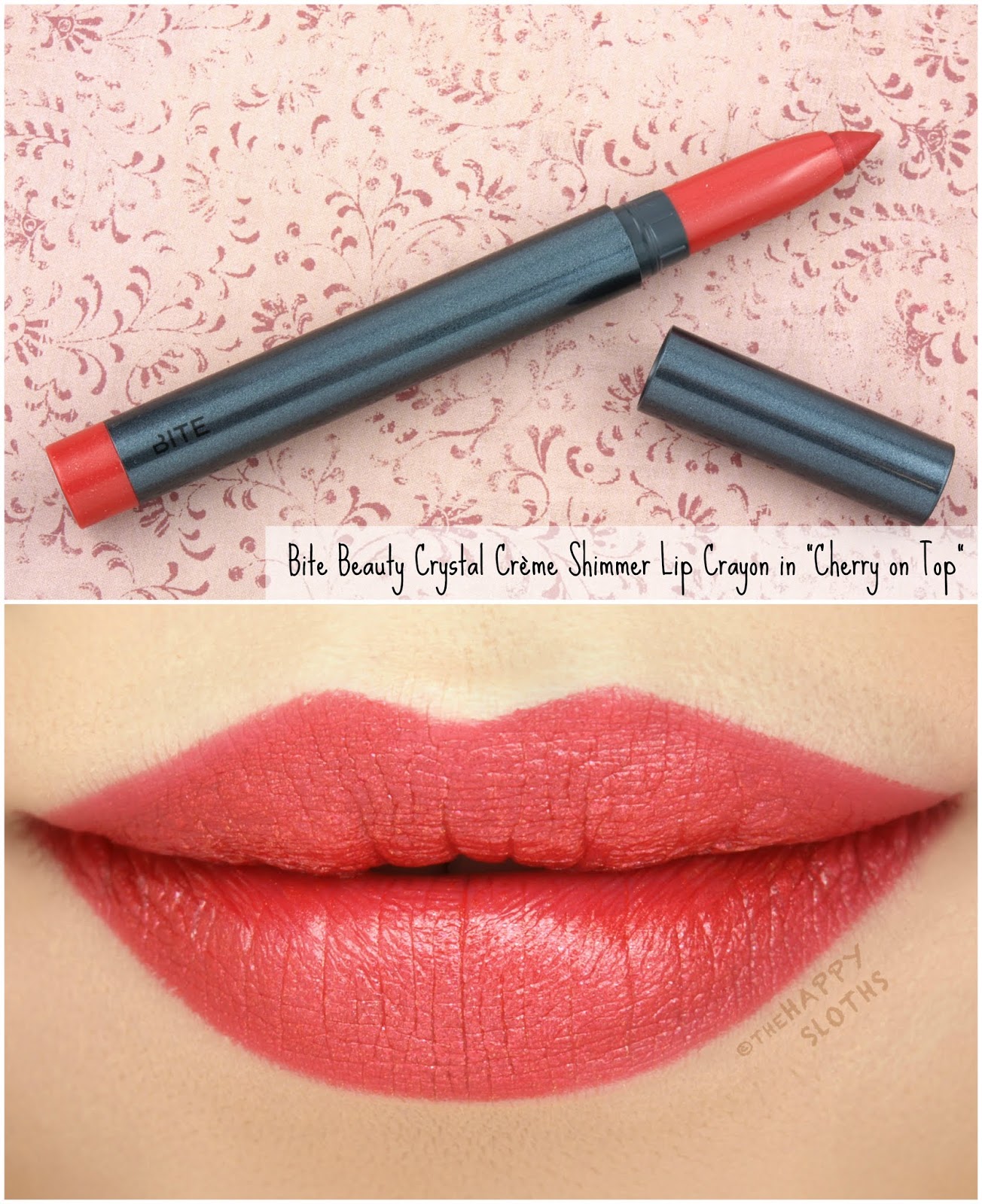 Bite Beauty | Crystal Crème Shimmer Lip Crayon in "Cherry on Top": Review and Swatches