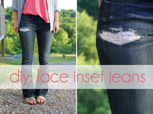 The Forge: diy: lace inset jeans